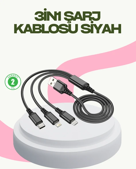 Hızlı Şarj Destekli Çoklu Şarj Kablosu – Seyahat ve Günlük Kullanım ürün görseli 1