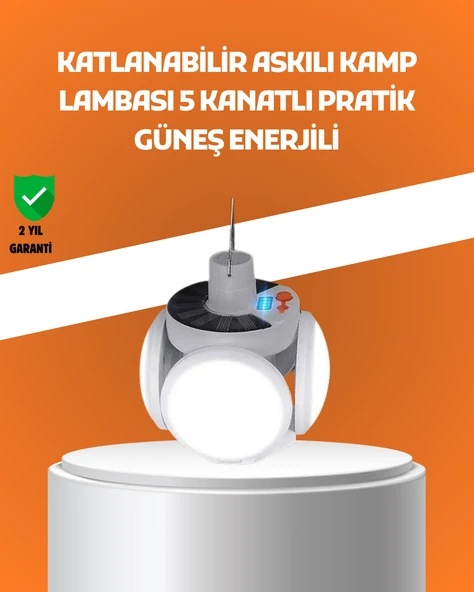 Çok Amaçlı Katlanabilir Güneş Enerjili Kamp Lambası – Masa Üstü ve Asılabilir Kullanım ürün görseli 1