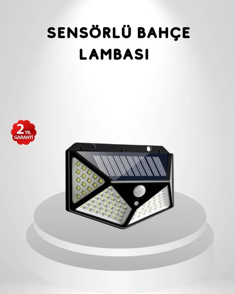100 LED Güneş Enerjili Bahçe Lambası – PIR Sensörlü, IP65 Su Geçirmez Dış Mekan Aydınlatma ürün görseli 1