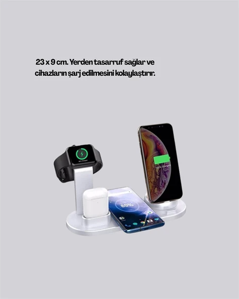 4 Cihazı Aynı Anda Şarj Edebilen Kablosuz Şarj İstasyonu – Çok Yönlü ve Pratik Tasarım - Resim 4