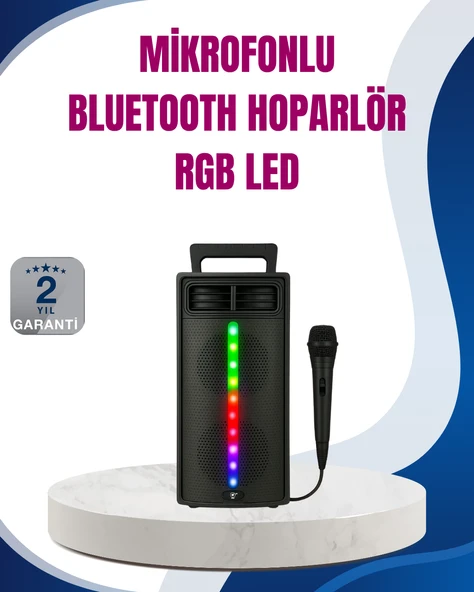 Kablosuz RGB Işıklı Bluetooth Hoparlör | Ev, Parti ve Açık Hava Kullanımı ürün görseli 1