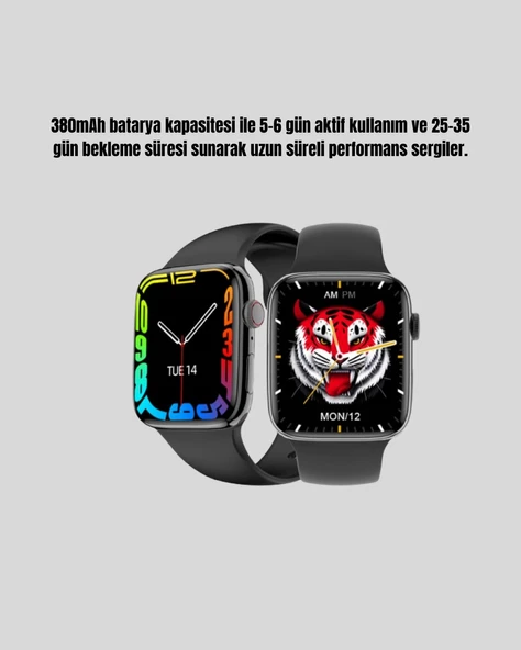 380mAh Bataryalı Akıllı Saat – Arama, Bildirim, AOD Ekran ve Uzun Pil Ömrü - Resim 2