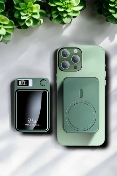 22.5W Magsafe Kablosuz Şarjlı Powerbank Dijital Ekran ve Hızlı Şarj - Resim 3