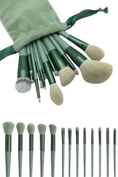 Dayanıklı Makyaj Fırçası Seti 13 Parça Yumuşak Kıllı Fırçalar Allık Fondöten Far Fırçası - Resim 2