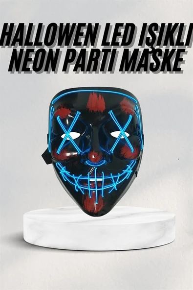 Led Işıklı Neon Maske Cadılar Bayramı Maskesi Korkunç Korku Maskesi - Resim 2
