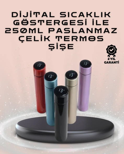 250ml LED Ekranlı Paslanmaz Çelik Akıllı Termos ürün görseli 1