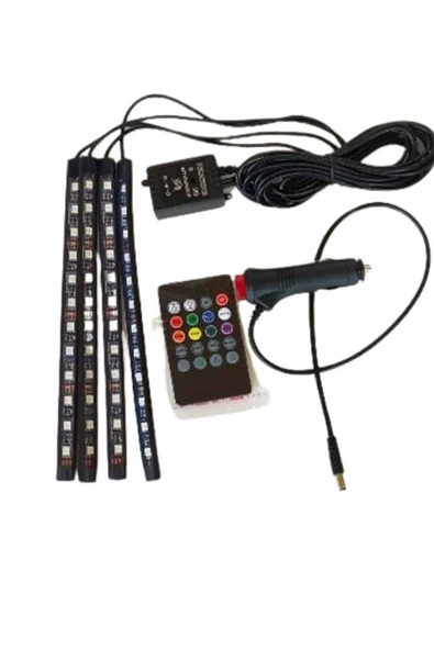 Araç İçi Ayak Altı Led 12 Led Işık Sese Müziğe Duyarlı RGB Işıklı Aydınlatma Seti - Resim 2