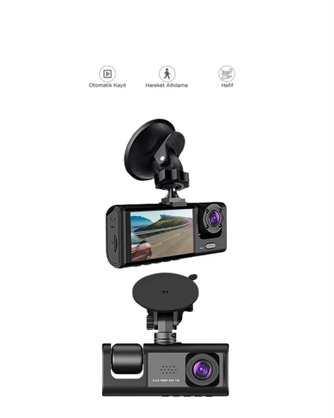 1. 3 Kameralı Full HD Araç Kamerası – Ön, İç ve Arka Görüş ile %100 Kapsama - Resim 3