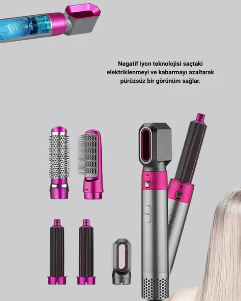 5’i 1 Arada Saç Şekillendirici Set Kuaför Düzeyinde Performans ve Ergonomik Tasarım - Resim 4