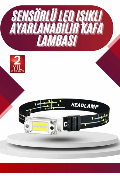Yüksek Işıklı Şarjlı ve Sensörlü LED Kafa Lambası Kamp Lambası - Resim 2