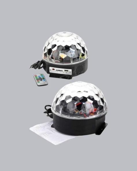 LED Disko Küresi Bluetooth Hoparlörlü Ritimle Senkronize Döner Işıklı - Resim 4