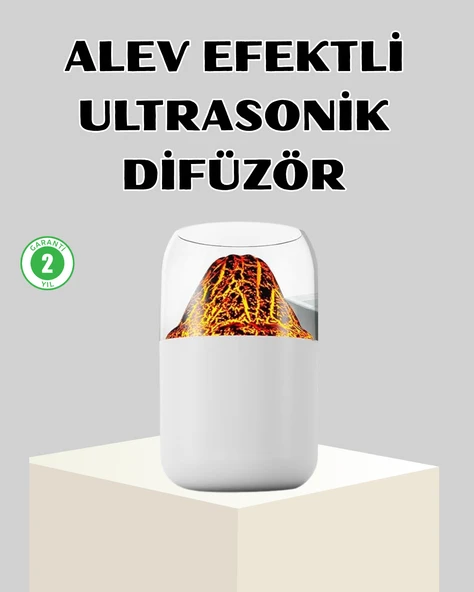 Ultrasonik Alev Efektli Aromaterapi Difüzörü USB Şarjlı ve Otomatik Kapanma Özellikli ürün görseli 1
