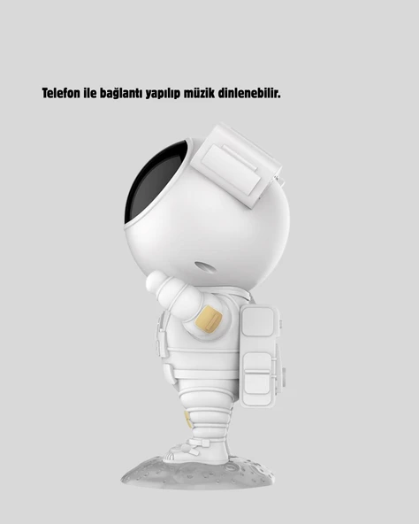 Bluetooth Müzikli Astronot Projeksiyon Lambası Yıldız ve Ay Efektli - Resim 3