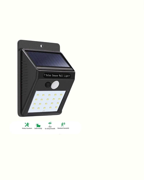 Solar Enerjili 20 LED Duvar Lambası | Hareket Sensörlü, Su Geçirmez, Kablo Gerektirmez ürün görseli 1