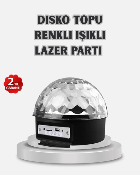 LED Disko Küresi Bluetooth Hoparlörlü Ritimle Senkronize Döner Işıklı ürün görseli 1