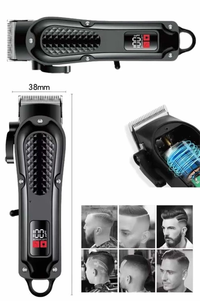 Dijital Profesyonel Kablosuz Saç Sakal Tıraş Makinası Sessiz Paslanmaz Çelik - Resim 2