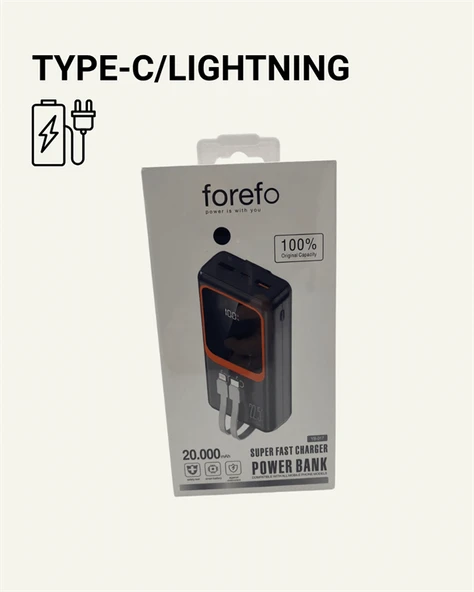 20.000 mAh Powerbank – 22.5W Hızlı Şarj, Çok Kablolu, Dijital Göstergeli - Resim 2