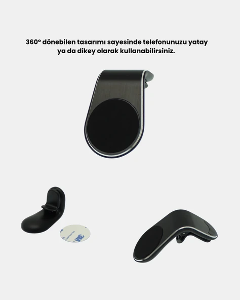 Araç İçi Manyetik Telefon Tutucu Güçlü Klipsli ve 360 Derece Ayarlanabilir - Resim 2