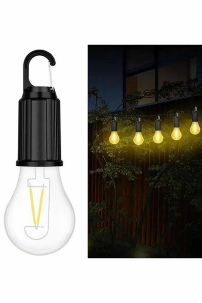 Şarjlı Dekoratif Kamp Lambası Askılı Ampul Led Işık Type-C Girişli - Resim 2