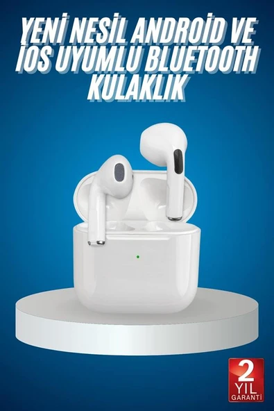 Bluetooth Kulaklık Beyaz Çağrı Cevaplama Dokunmatik Kontrol Kablosuz - Resim 2