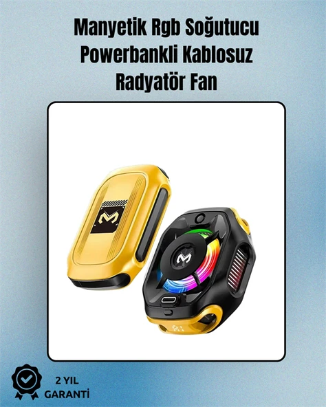 RGB Işıklı Girdap Fanlı Mobil Soğutucu | Manyetik Montaj | Type-C Girişli ürün görseli 1