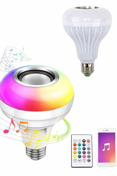 Bluetooth Hoparlör Akıllı Rgb Led Işık Renk Değiştirme Ses Bombası Ampül Görünümlü - Resim 3