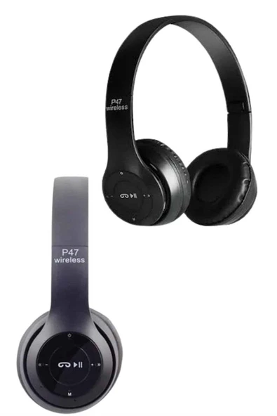 Bluetooth Kablosuz Kulaklık Siyah Wireless 5.0 Kulak Üstü Uzun Pil Ömrü - Resim 2