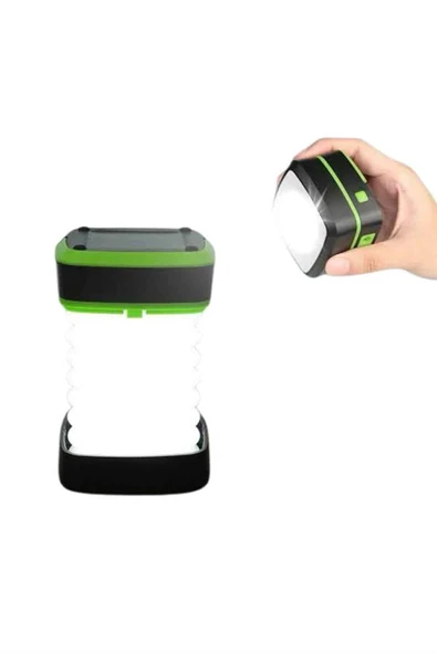 Kamp Lambası Katlanabilir Lamba Solar Şarjlı Led Lamba El Fenerli - Resim 3