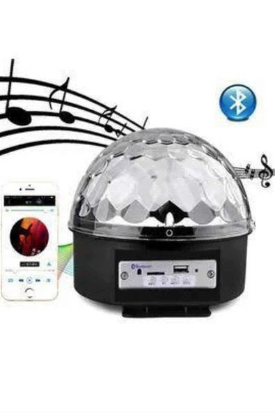 Led Işık Disko Topu Bluetooth Hoparlörlü USB Müzik Çalar Kumandalı - Resim 4