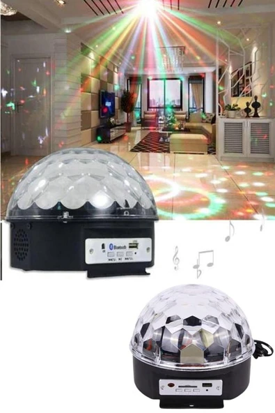 Küre Disko Topu Müzik Çalar Renkli Lazer Işıklı Bluetooth Disko Parti Işığı Kumandalı ürün görseli 1
