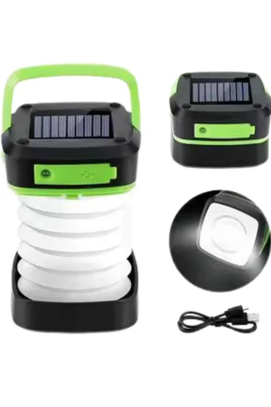 Katlanabilir Kamp Lambası Akordiyon Lamba Şarjlı 3 Kademeli Solar - Resim 3
