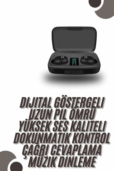 TWS Bluetooth Kulaklık 5.0 Bluetooth Bağlantılı Dokunmatik Kontrol Özelliği ürün görseli 1