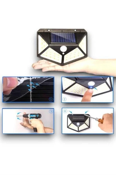 SENSÖRLÜ GÜNEŞ ENERJİLİ DUVAR LAMBASI - Resim 5