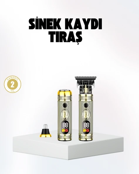 2’si 1 Arada Saç ve Sakal Düzeltici Seti – T Bıçaklı, 8 Farklı Kılavuz Tarağı ürün görseli 1