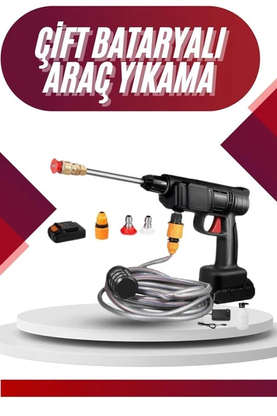 Oto Araba Yıkama Şarjlı Ve Yüksek Basınçlı Oto Yıkama Ve Sulama Tabancası - Resim 2
