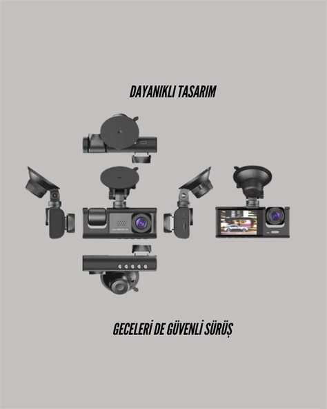 TA-01 1080P Ön 720P Arka ve İç Kamera Sistemli DVR - Resim 2