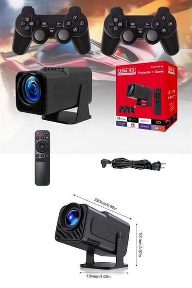 Projektör Siyah Android Taşınabilir Sinema Projeksiyon Wifi Destekli En Güncel Sürüm Akıllı ürün görseli 1