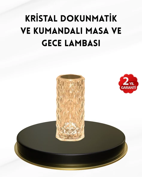 Kristal Tasarımlı RGB LED Gece Lambası – Kumandalı, Renk Değiştiren Dekoratif Işık ürün görseli 1