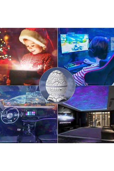 Bluetooth Hoparlör Dinozor Yumurtası Gece Masa Lambası Projektör - Resim 3