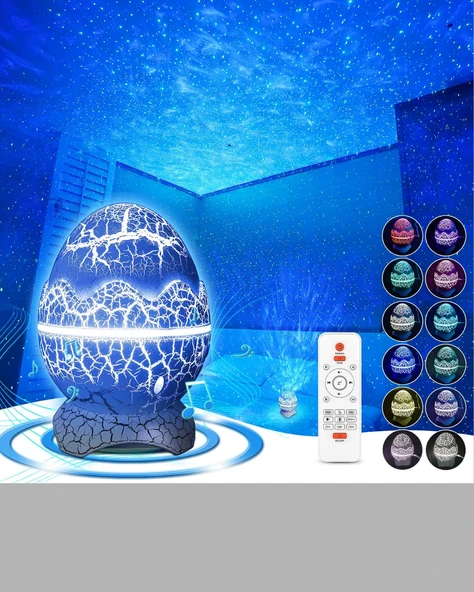 Dinozor Yumurta Gece Lambası Projektör – 14 Renk Seçeneği - Resim 4