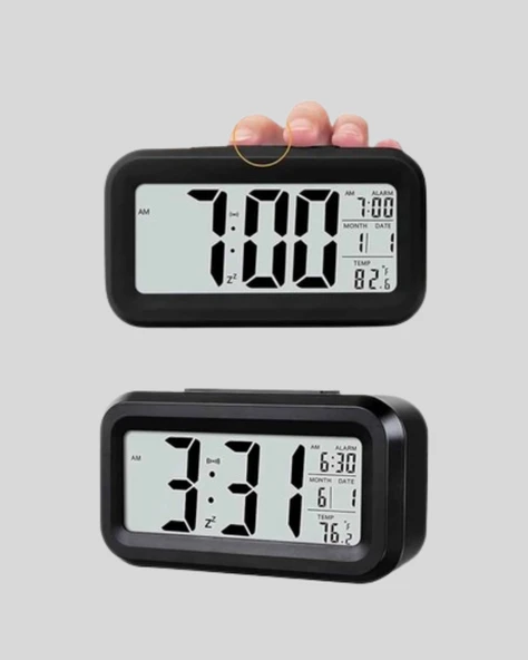 Sensörlü Dijital Masa Saati Alarm ve Sıcaklık Göstergeli - Resim 2