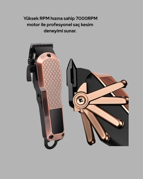 Şarjlı Saç Kesme Makinesi – Type-C Girişli, LCD Ekranlı ve Sessiz Motor - Resim 2