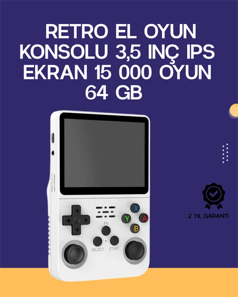 R36S Retro El Konsolu 64 GB – 15.000 Oyun, Geniş Platform Desteği, 3.5” IPS Ekran ürün görseli 1