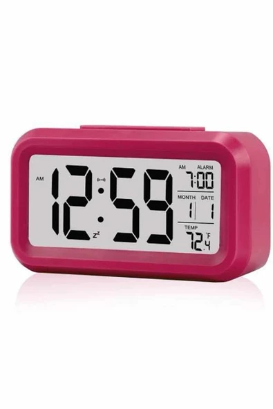 Işıklı Dereceli Masa Ofis Saati Alarmlı Termometre Takvim Çalar Saat ürün görseli 1