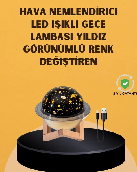 Projektör ışıklı, aromaterapi uyumlu mini masaüstü hava nemlendirici cihaz ürün görseli 1