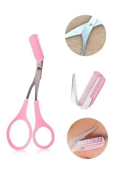 2'li Kaş Bakım Seti Taraklı Kaş Makası Ve Kaş Usturası Kaş Şekillendirici - Resim 2