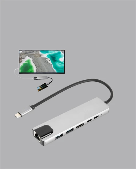 Alüminyum Gövdeli Type‑C HDMI & Ethernet Adaptör – Tak & Çalıştır - Resim 4