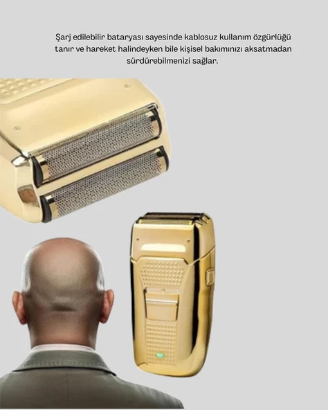 Profesyonel Erkek Tıraş Makinesi Islak Kuru Kullanım ve Şarjlı Sistem - Resim 3