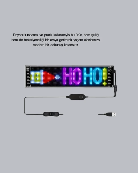 RGB LED Panel – USB Güç Girişli, GIF ve Yazı Gösterimli Akıllı Ekran - Resim 5