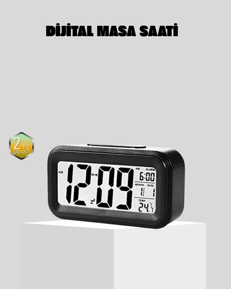 Fotoselli Dijital Masa Saati Aydınlatmalı Alarm ve Tarih Göstergeli ürün görseli 1